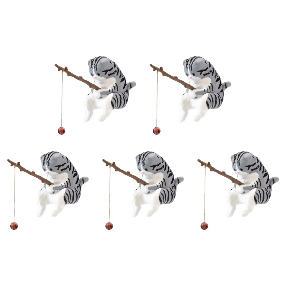 1-5pcs Fishing Cat Ornaments Sitting Fishing Little Cat Statue Fish Landscaping Cartoon Figurine Water Tank Aquarium Decorations