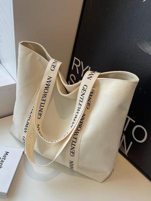 Elegant Large-Capacity Canvas Tote Bag for Students