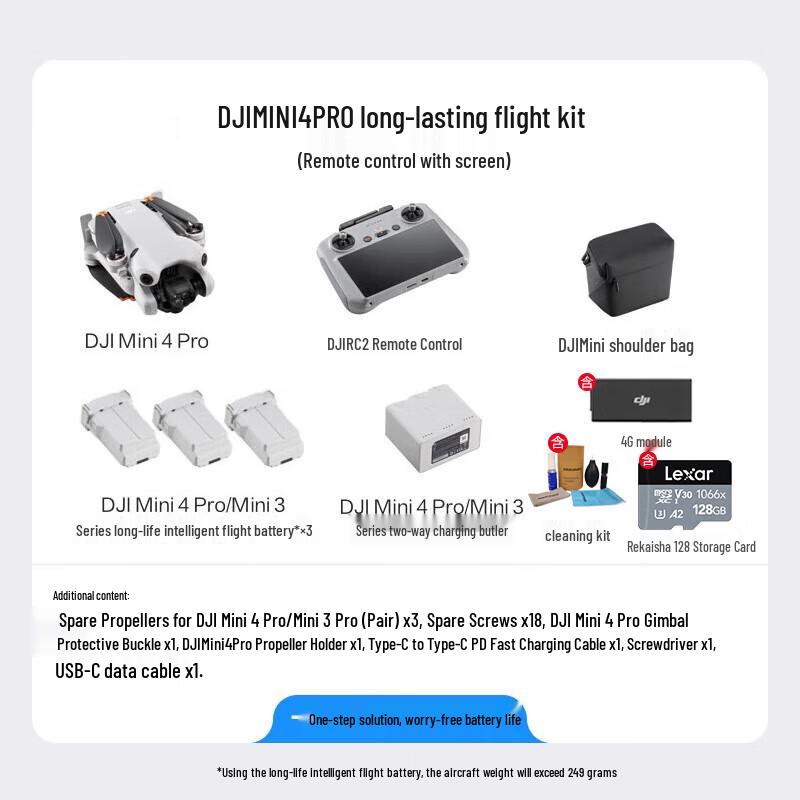 DJI Mini 4 Pro Long Endurance Fly More Combo with RC 2 Screen Remote (CN Version)
