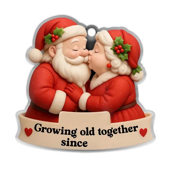 Yousheng Xmas Tree Hanging Pendant Growing Old Together Since 2025 Personalized Acrylic Christmas Ornament Santa Couple Decoration