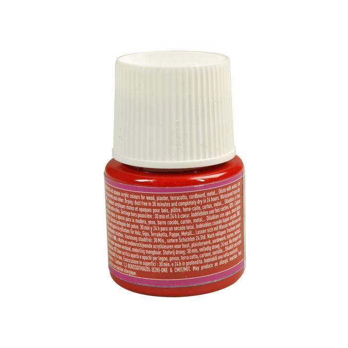 Peinture acrylique - Pébéo - P.BO Déco - Rouge mat - 45ml - Finition mate
