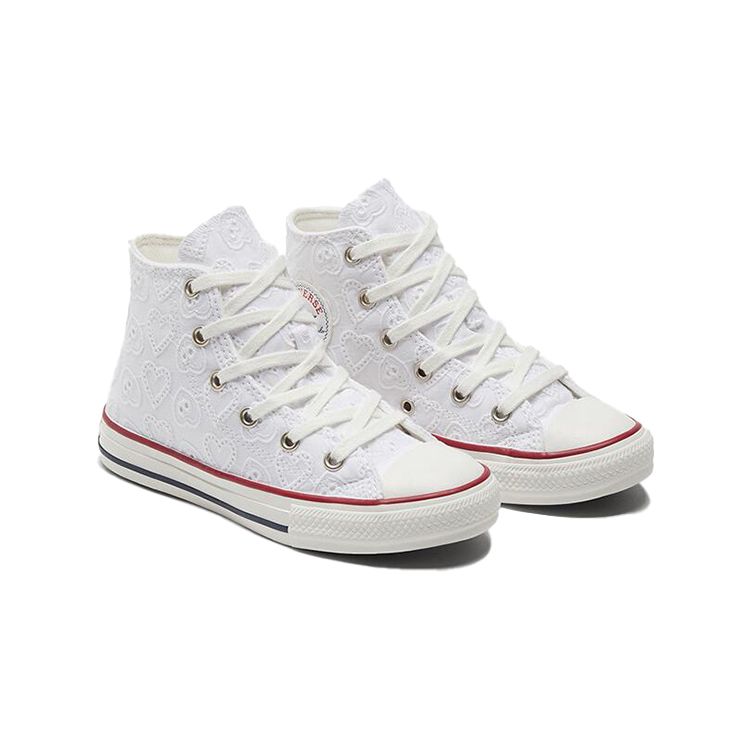 Converse Chuck Taylor All Star High Top Canvas Sneakers Embroidered White Kids Sneakers 671097C