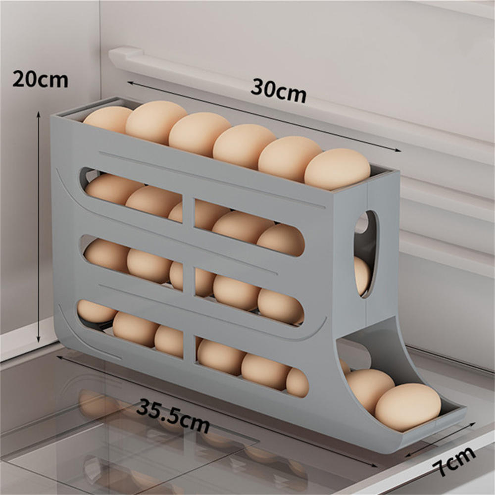 Automatický posuvný držák na vejce Úložná krabice Košík na vejce Organizér kontejneru Skládací lednička Dávkovač vajec do kuchyně