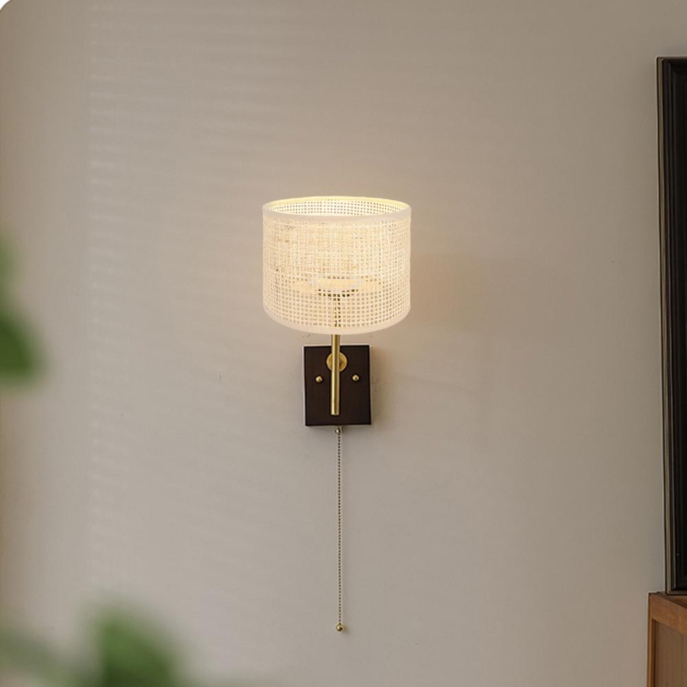 E27 Rattan Handgewebter Lampenschirm Vintage Hängelampenschirm Tischlampenschirm Dekoration Gewebter Lampenschirm Hotel Kamin Schreibtischdekoration