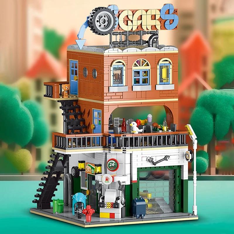 High-Quality 1637Pcs High-Quality Cities High-Quality Repair High-Quality Shop High-Quality Building High-Quality Blocks Vintage style Urban area