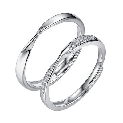 Pairing Free Size Couple Pink Gold 925 Silver Ring Popular Twist Ring Wedding 18k Engagement Ring Size Adjustable Sterling Silver Ring Fashion