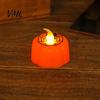 Battery Operated Pumpkin Lamps 2Pcs Halloween Flameless Candles, LED Candle, Decorative Candles Candy Bag Fillers for Light, 3D Tealight Thanksgiving