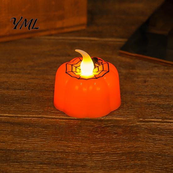 Battery Operated Pumpkin Lamps 2Pcs Halloween Flameless Candles, LED Candle, Decorative Candles Candy Bag Fillers for Light, 3D Tealight Thanksgiving