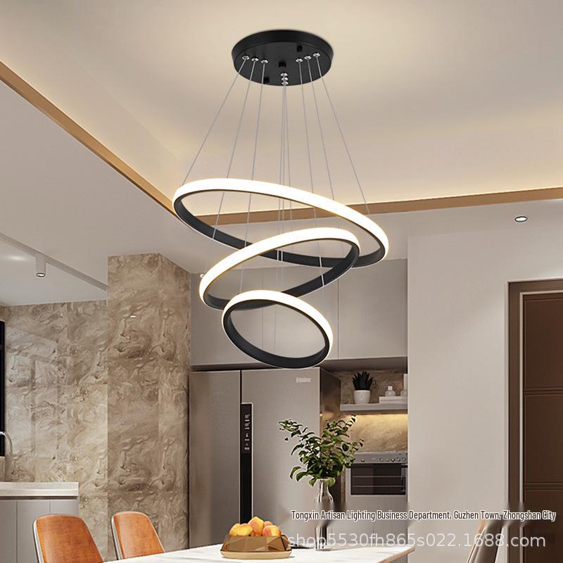 Personalized Nordic Style Minimalist Pendant Light for Living Room/Bedroom - Modern Circle Combination Design