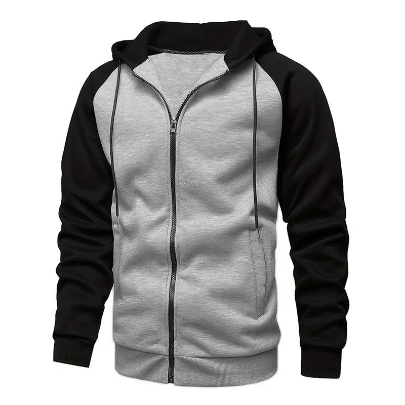 

Autumn Men s Casual Hooded Contrast Zipper Cardigan XXL світло-сірого кольору