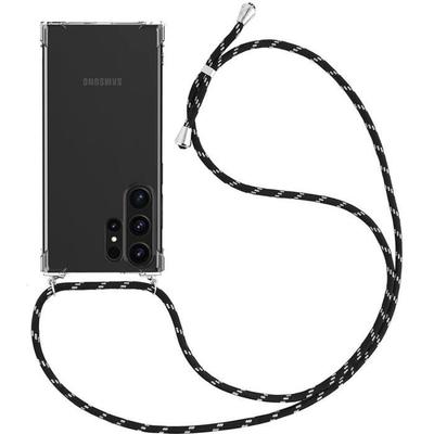 Phone Chain Case for Samsung Galaxy S23 Ultra Reinforced Shockproof Protection with Black Chain