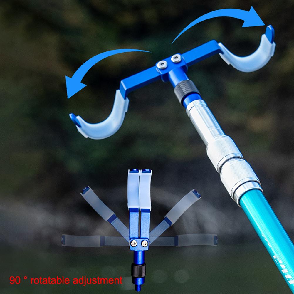 Portable Fishing Rod Holder Hold 2 Rods Adjustable Fishing Pole Holders Foldable Telescopic Detachable Fishing Box Accessories