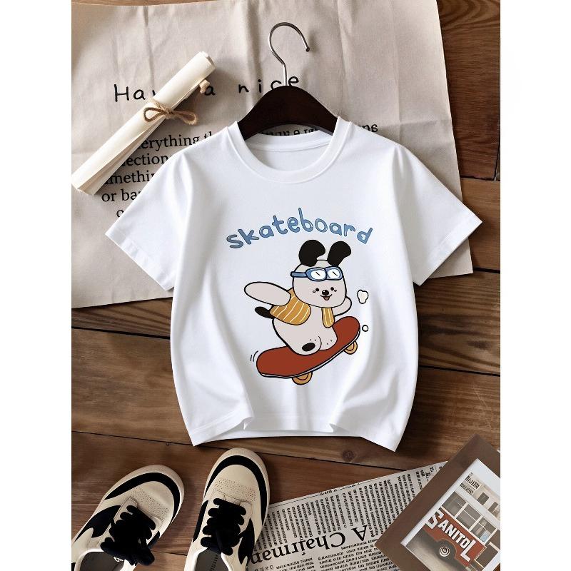 Taglie europee T-shirt da ragazzo Design Artistico Stampato, Ideale per Attività all'Aperto, Morbido Top a Maglia, Comodo e Traspirante, Adatto per l'Estate