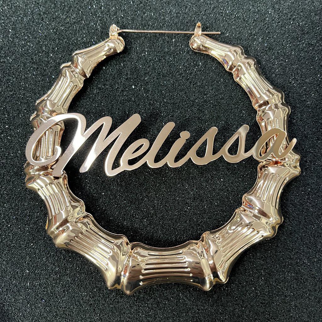 

Персонализированные серьги-кисточки из бамбуковых звеньев для женщин - Дизайн с английскими буквами 40MM