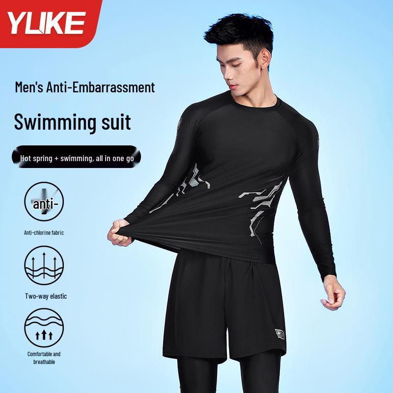 

Men s Plus Size Sun Protection Long Leg Swimsuit & Diving Trunks Set L