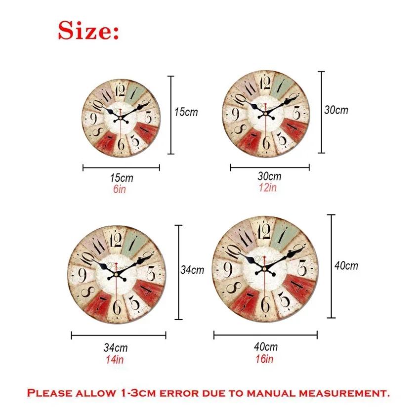 Vintage Large Abstract Design Clock Silent Cafe Kitchen Wall Clocks Watches Home Decor Art Shabby Chic Wall Clocks Klok D6Q7W5