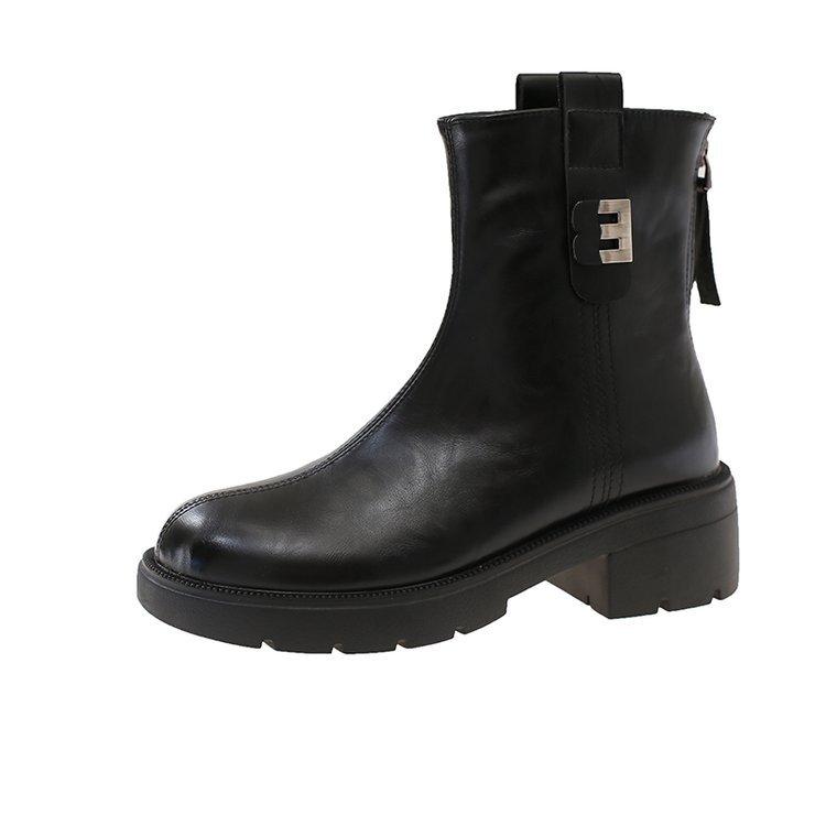 

Leather platform short boots platform height 2025 autumn and winter Chelsea Martin boots women s shoes lightweight non-slip and thin boots 35