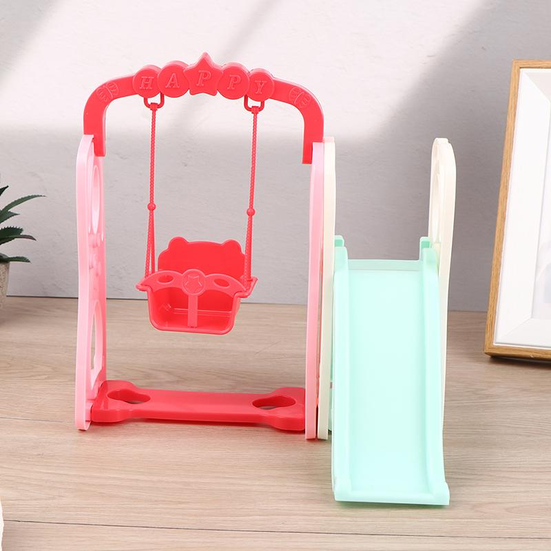 1 Set Doll Accessories Slide Amusement Park for Doll 1/12 Size Doll Furniture Kindergarten Slide Swing Play House DIY Toy