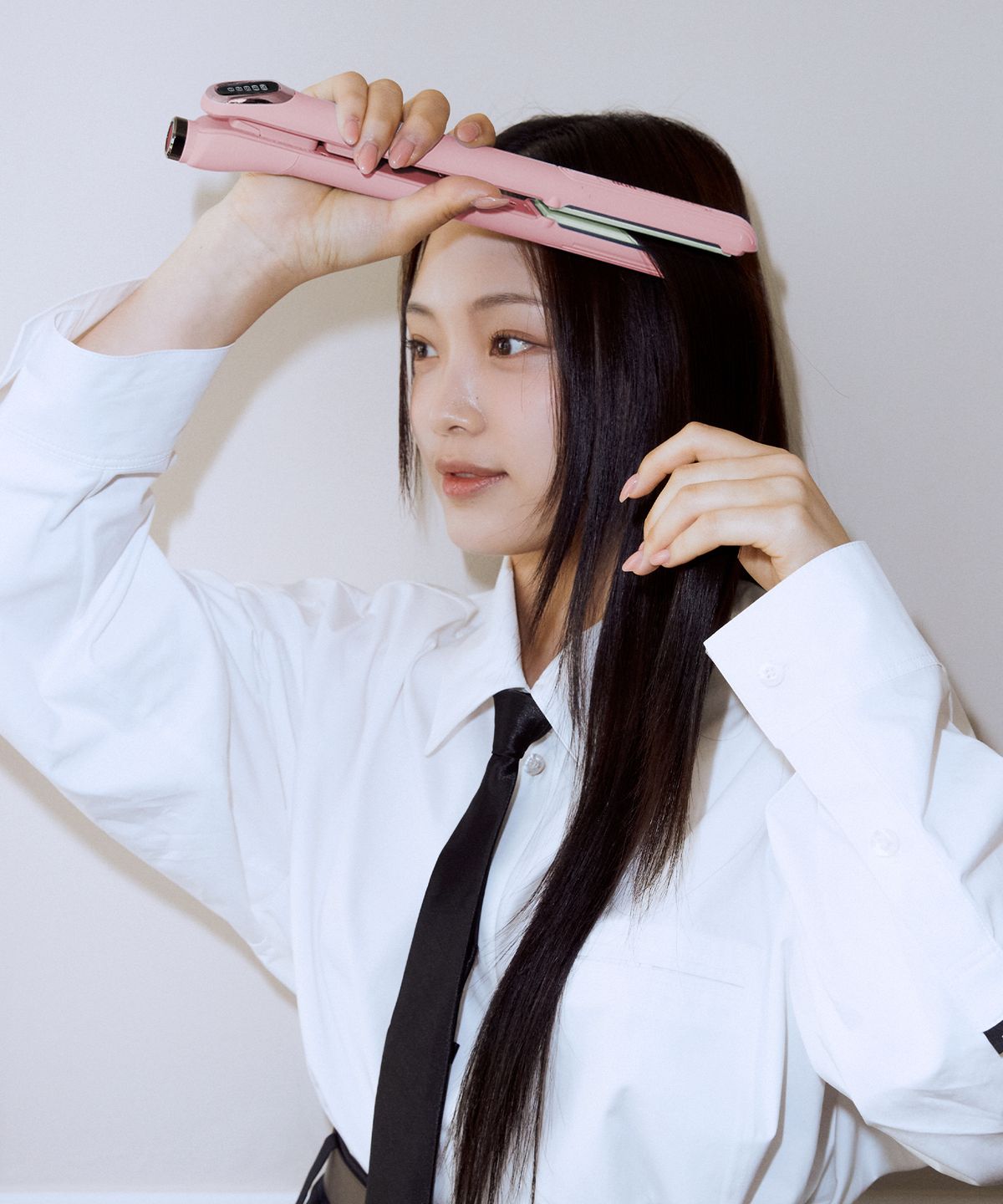 Long Stick Lovely Pink Flat Iron Free Voltage Wavy Waves Lovely Pink