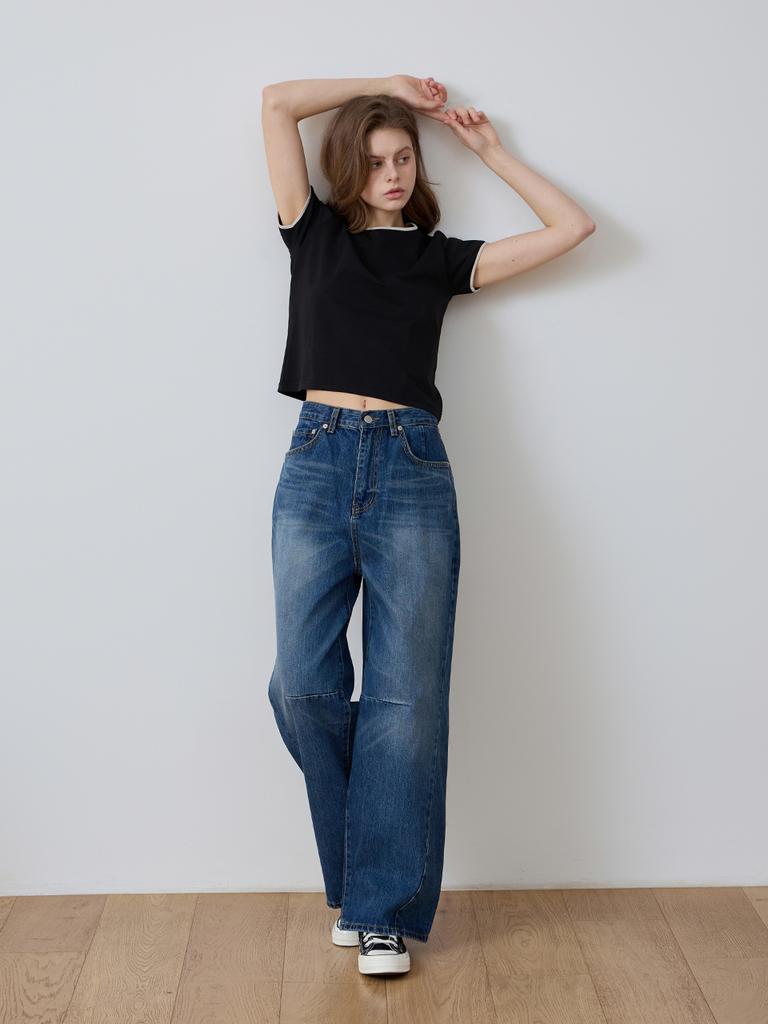 Kkomma Cmj46 Summer Breeze Dart Balloon Fit Denim Pants