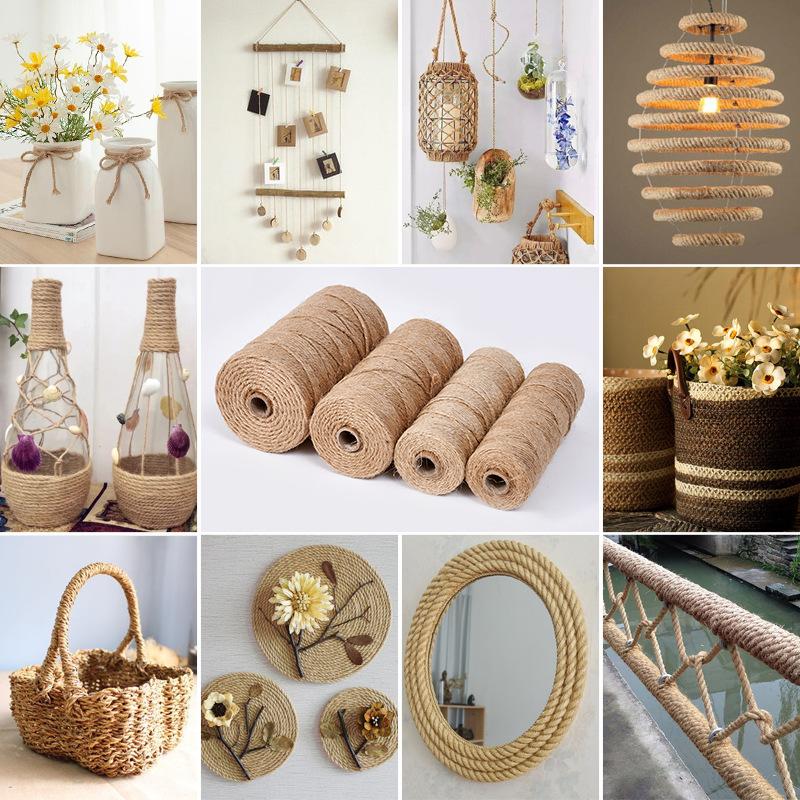 Natürliches Jute-Garn Langes braunes Seil Basteln Geschenkverpackung Verpackung Gartenarbeit Hochzeitsdeko Vintage Kordel Schnur Jute Nähen DIY