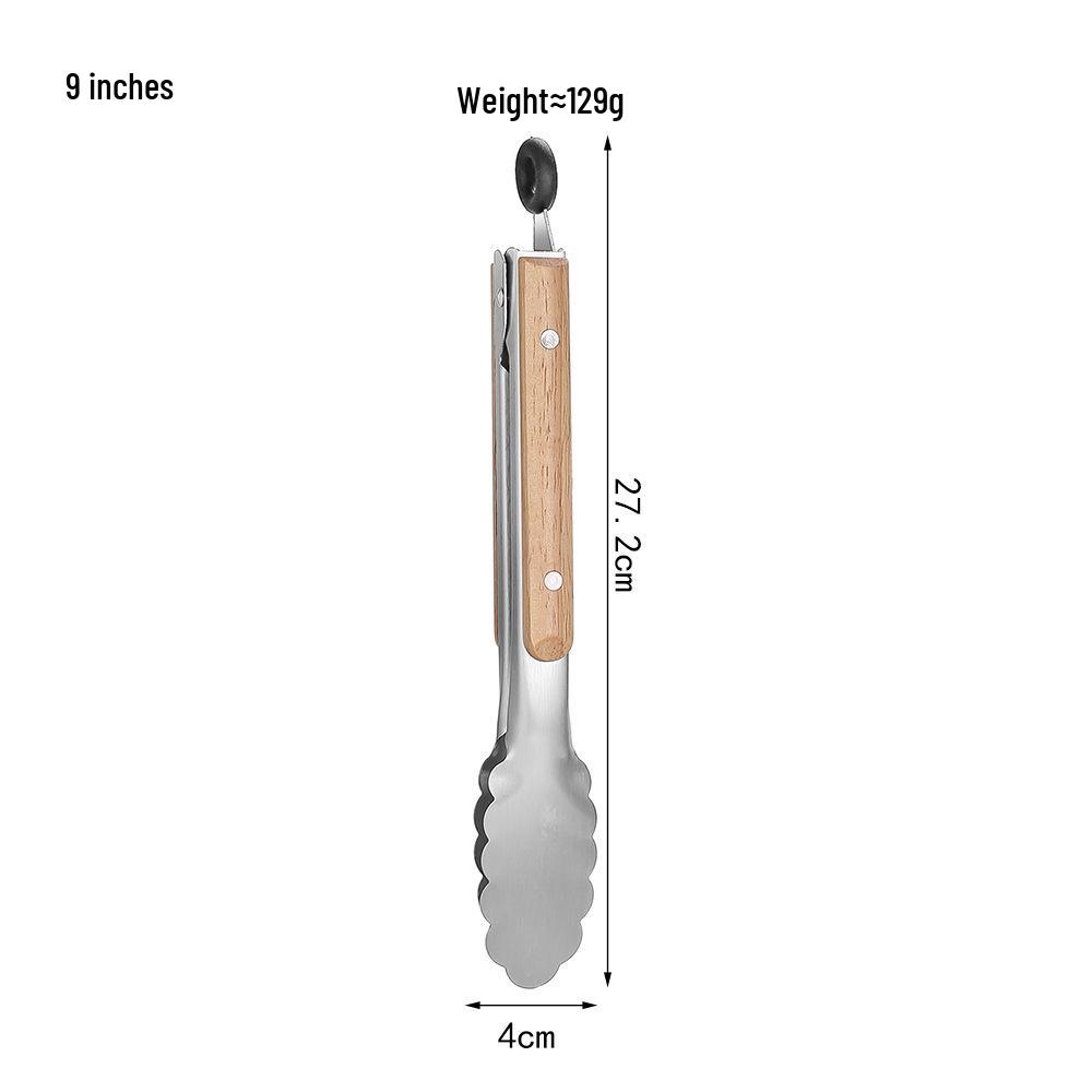 

Wooden Handle Stainless Steel Anti-Scald BBQ and Kitchen Tongs