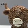 Decorative Cow Statue Highland Bathroom Figurine Funny Scottish Cattle Sitting on Toilet Resin Calf Bedroom Animal Ornament Bathing Sculpture for Home