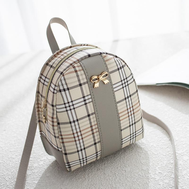 Personalized contrasting colors, fashionable plaid backpack, women's trendy single shoulder portable large-capacity cosmetic bag