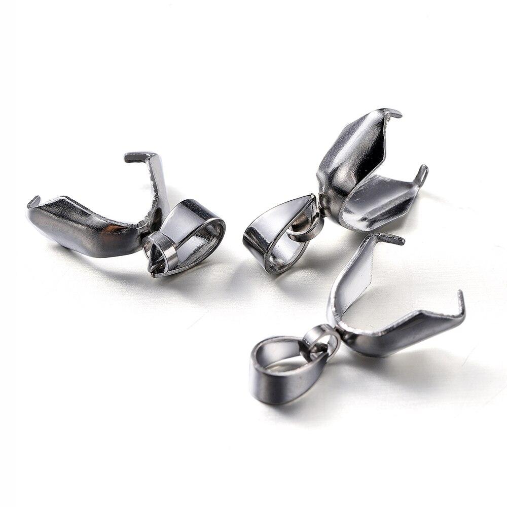 20Pcs Stainless Steel Pendant Clasps Pinch Clip Bail Hooks Connector Fermoir Connecteur Collier for DIY Necklace Jewelry Making