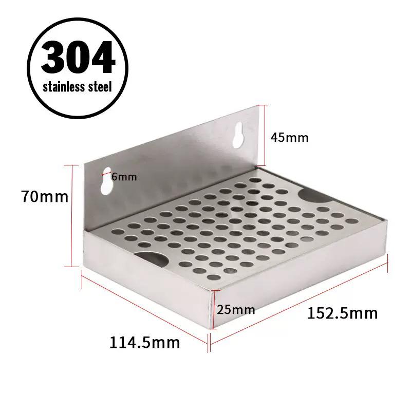 Wall-Hung 304 Stainless Steel Durable Beer Drip Tray 6-inch Bar Wine Tray for Kitchen Beverage Dispensers серебряный