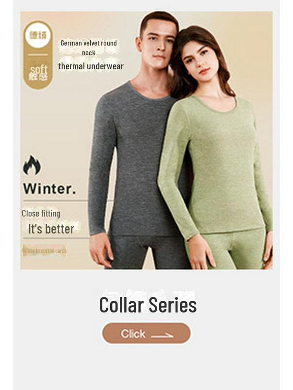 Damski i Męski Zestaw Bielizny Termicznej z Niemieckiego Aksamitu - Bezszwowy, Elastyczny, Okrągły Dekolt, Kolorowy, Dwustronnie Szczotkowany, Odzież Jesienna