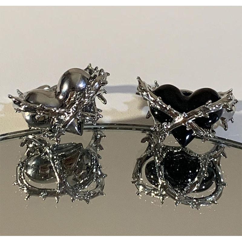 Imprisoned Heart Metal Thorns Love Ring Irregular European and American Niche Design Open Ring Couple Ring