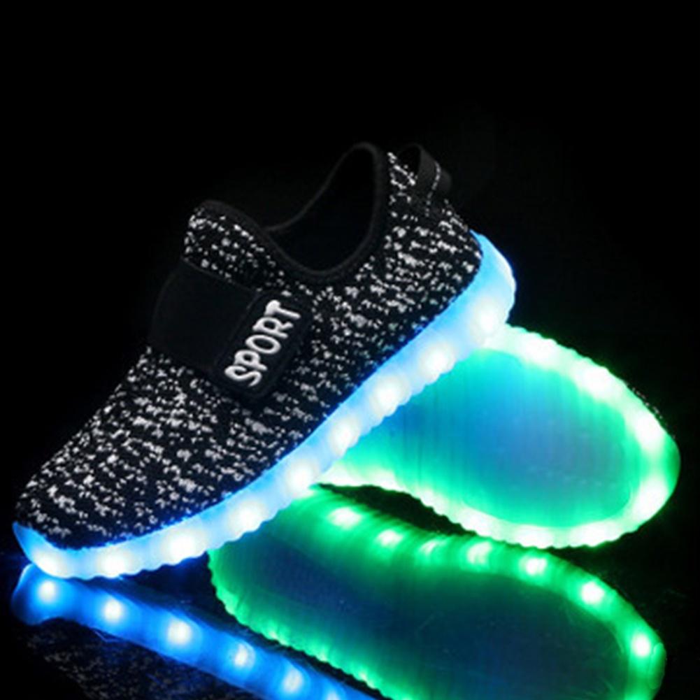 Children Boys Girls Sports LED Light Up Canvas Sneakers Luminous Shoes