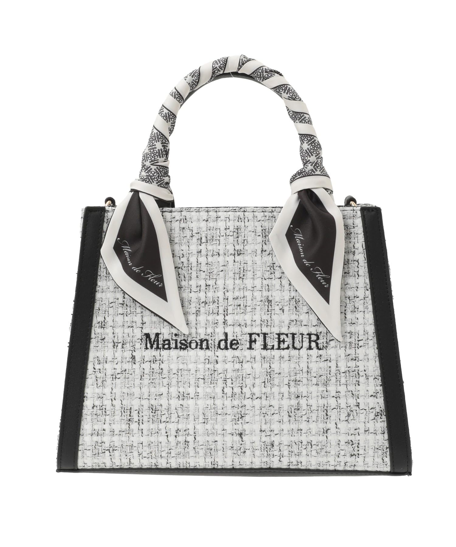 

Maison de FLEUR Твидовая сумка-тоут с женским двусторонним шарфом 08000792800, черная,