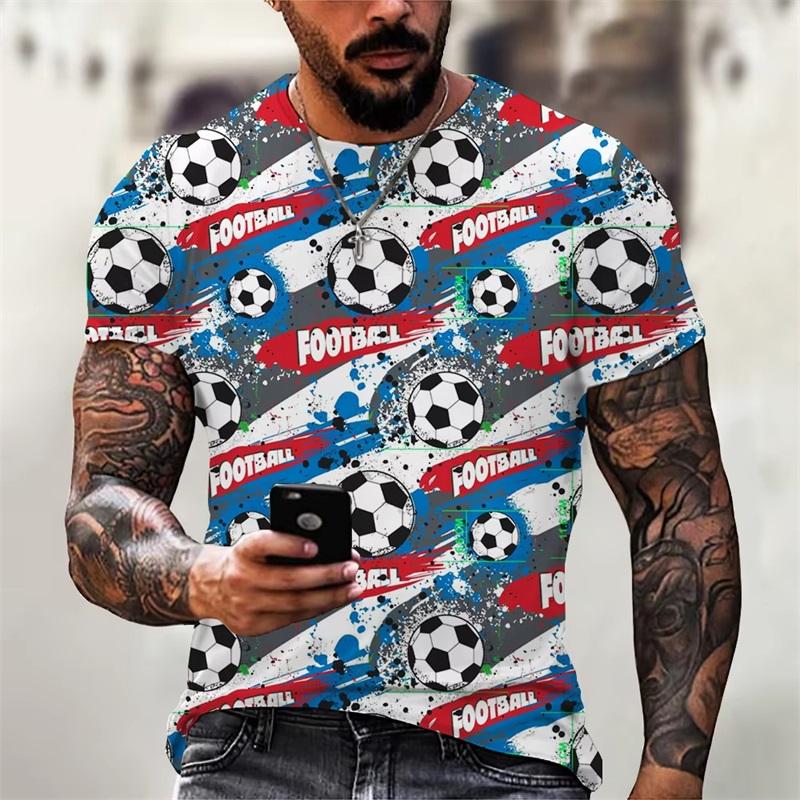 Men's Football Printed Short-sleeved Fashion Versatile Top Casual T-shirt Loose Comfortable T-Shirts Men’s
