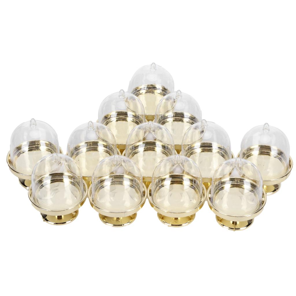 12er Set Mini Süßigkeitenbox Kuchenständer Cupcake Süßigkeiten Präsentationsplatte mit Deckel PartyzubehörBoden Gold