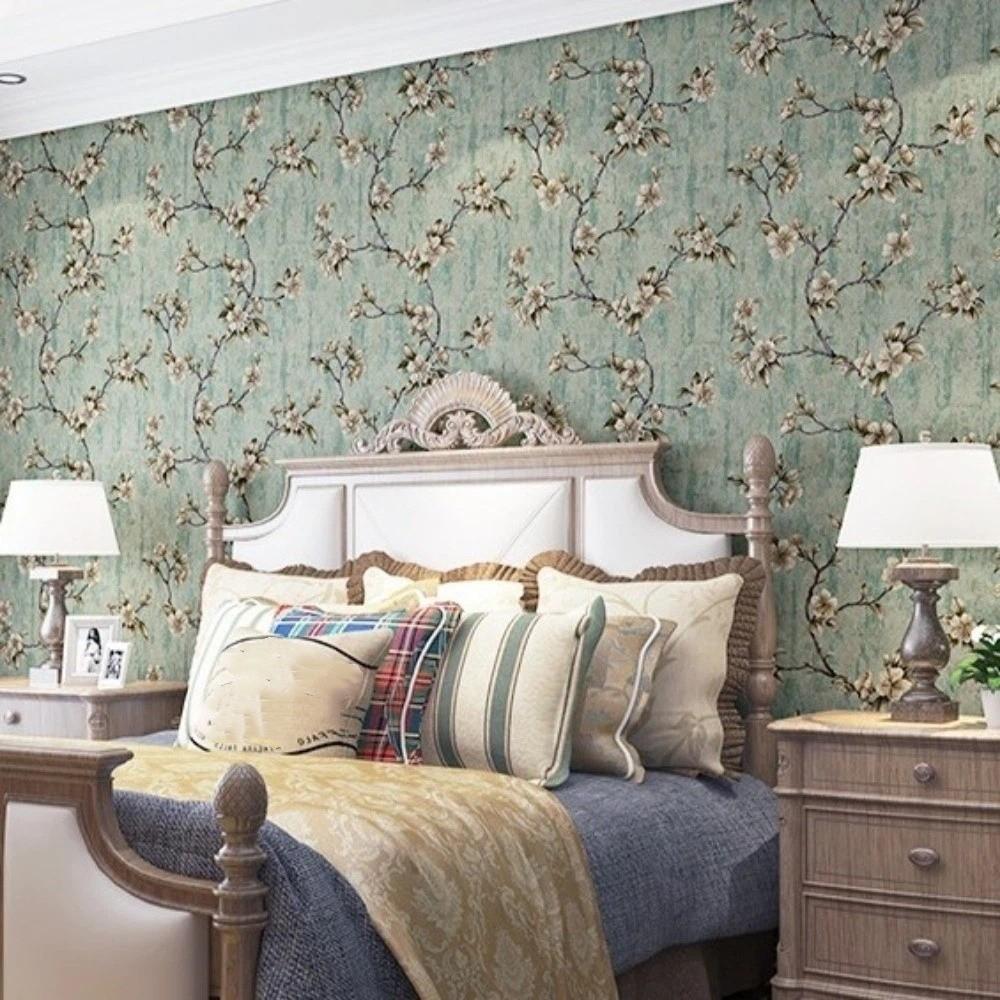 Non-woven Fabric Self Adhesive Wallpaper Aluminum Foil Bottom American Retro Wall Sticker  Wardrobe