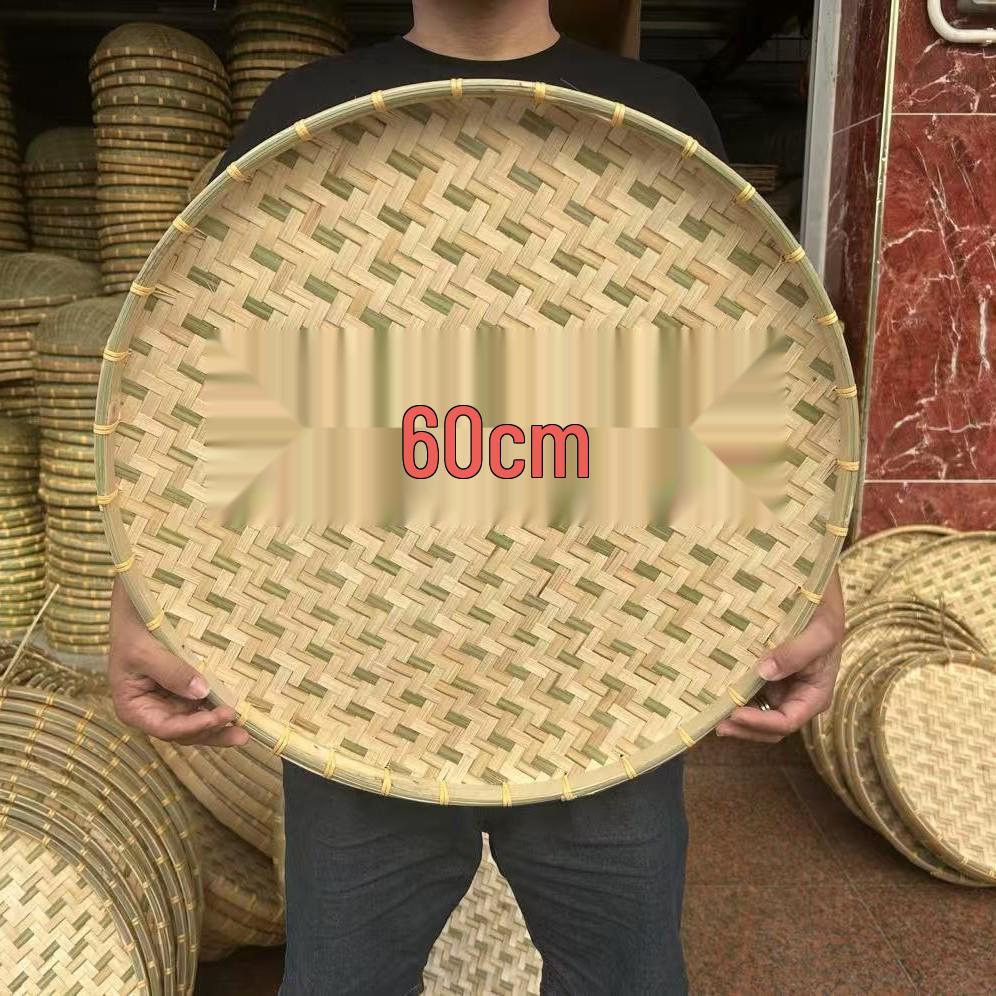 Cesta de Bambú Verde de Primera Capa para Cernir: Redondo, Duradero y Espeso para el Secado de Verduras Doméstico y Comercial.