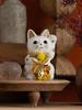 Lyckokatt Förmögenhetssamlande Vänster tass upphöjd Keramisk Lyckokatt Lyckoamulett Feng Shui-prydnad Offerlåda (S-STORLEK Vit) / _ Maneki-neko (fa_S Vit)