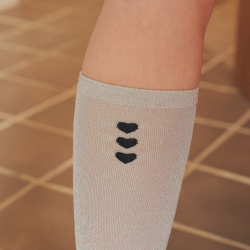 SOCKS APPEAL knee high heart sheer glitter silver
