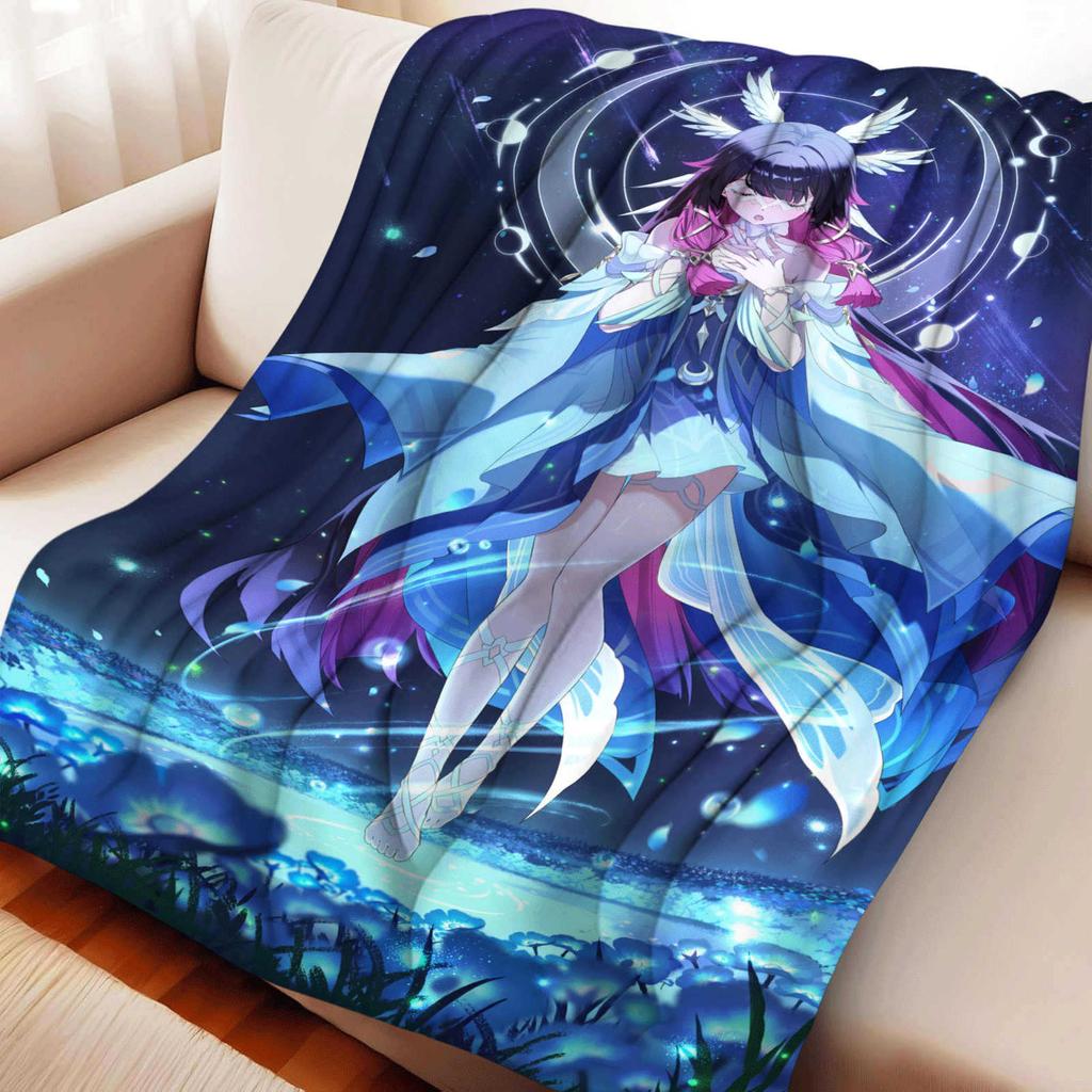 Cartoon Columbina Flannel Blanket Cover Warm Soft Anime Genshin Impact Blanket Multifunctional Decor Home Universal Blankets