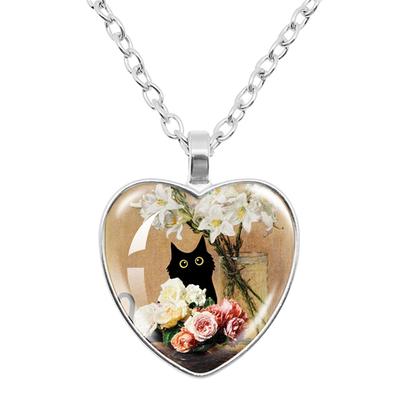 Gepersonaliseerde Kitten Kat Hart Hanger Ketting Dier Vorm Kunst Foto Glas Cabochon Sieraden Kinderen En Vrouwen