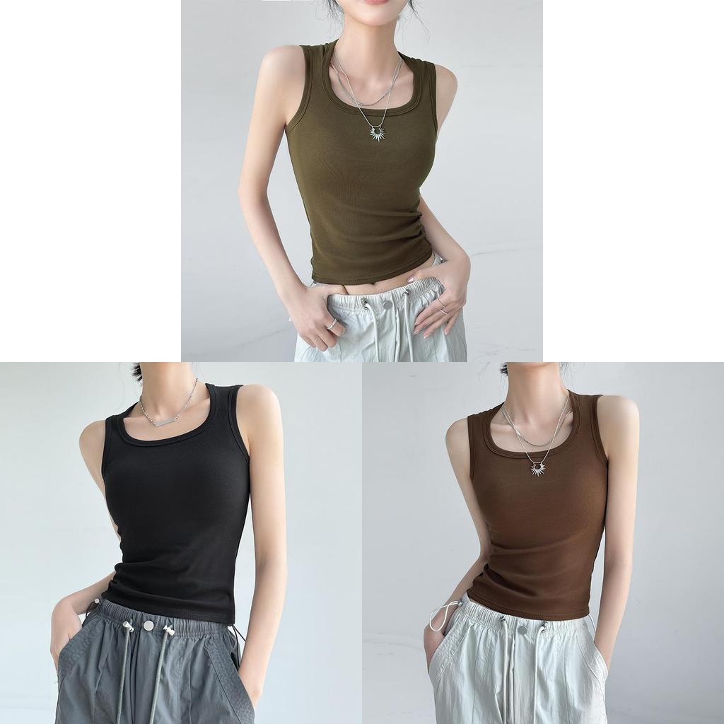 Cotton Sleeveless Tank Top With Wide Straps For Summer Yoga And Beach Wear