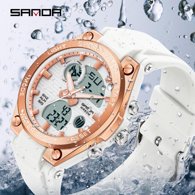 Sanda Couple's Multifunctional Smart Sports Watches - Men's & Women's Waterproof Outdoor Trendy Electronic Watches for Students
