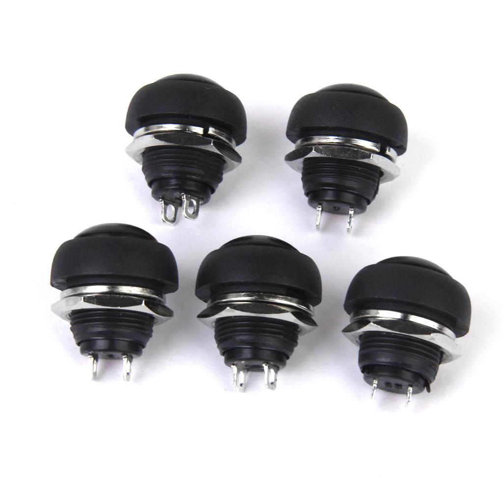 5pcs Momentary OFF-(ON) Push Button Horn Switch For Boat/Car Waterproof BLK