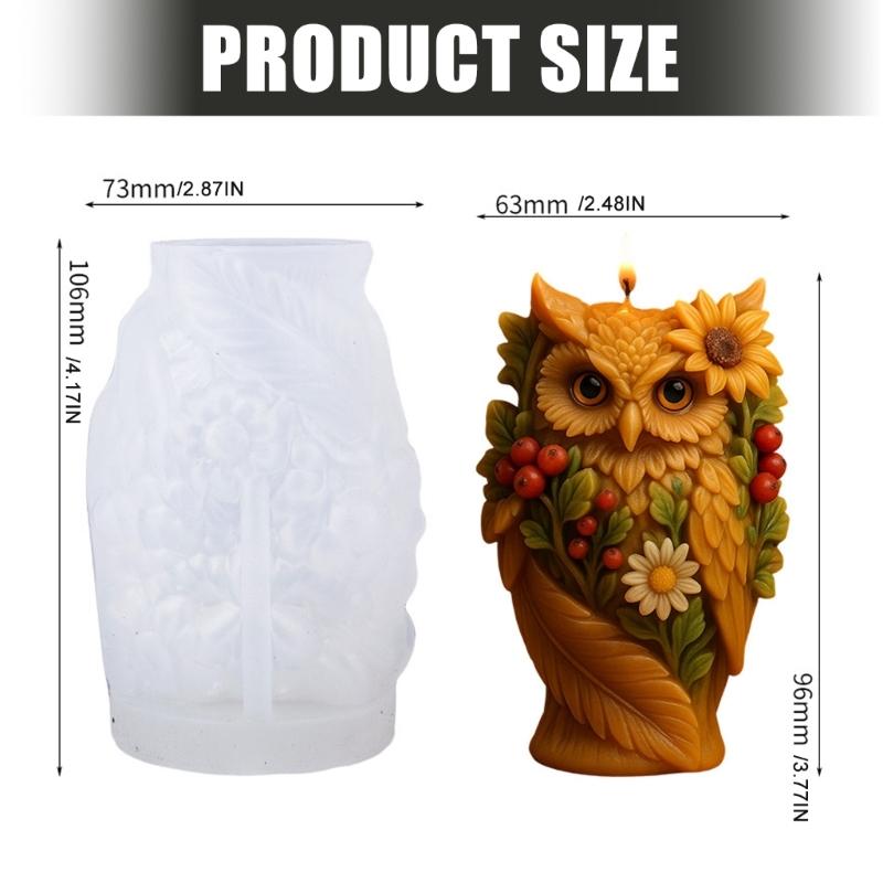 Moule en Silicone Forme Chouette Florale pour Bougie Silicone Alimentaire Résistant à la Température pour Coulée Résine Savon Bougie Chocolat