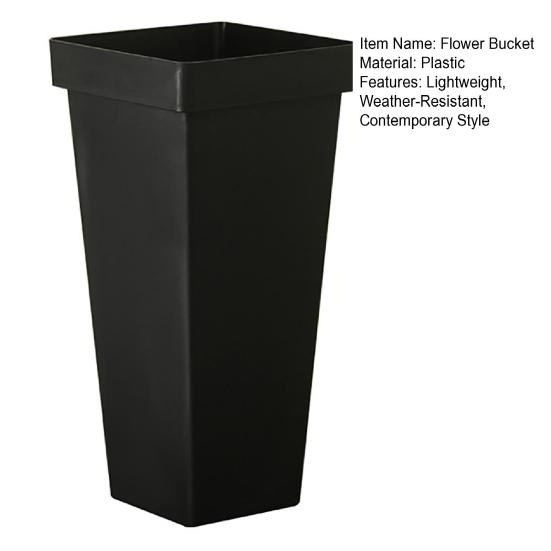 Tall Flower Bucket Modern Plastic Vase Elegant Square Bucket for Cut Flowers Floral Arrangement Home Wedding Party Table Centerpiece