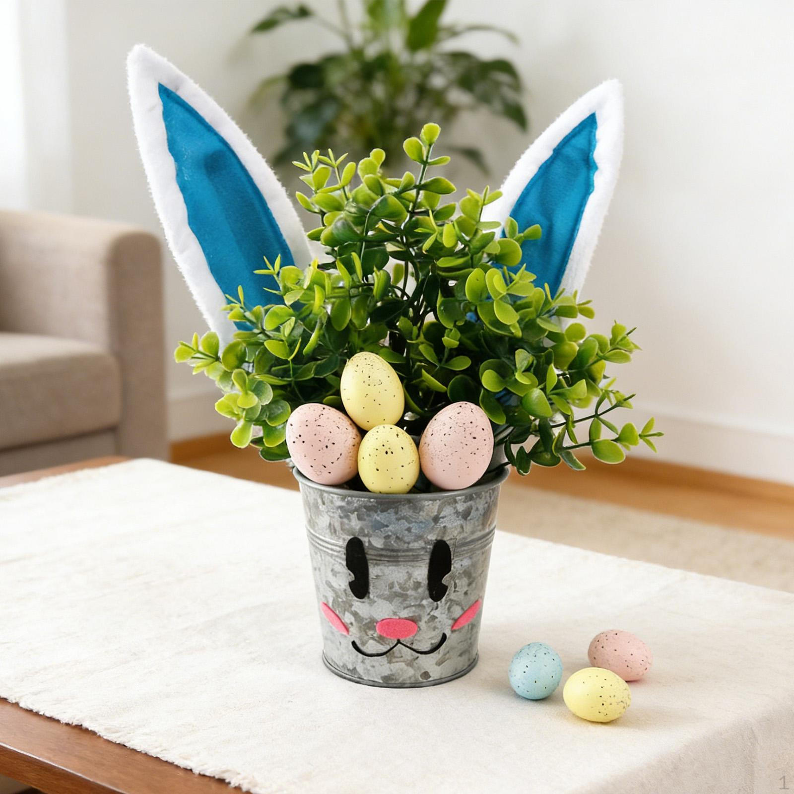 

Easter Artificial Potted Plants Centerpiece Faux in A Pot Arrangement Desk Bunny Ear