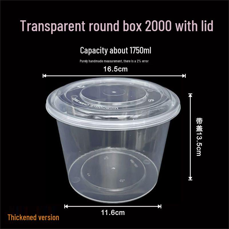 Round Transparent Plastic Takeaway Lunch Box with Lid - Thickened Disposable Bento Soup Bowl