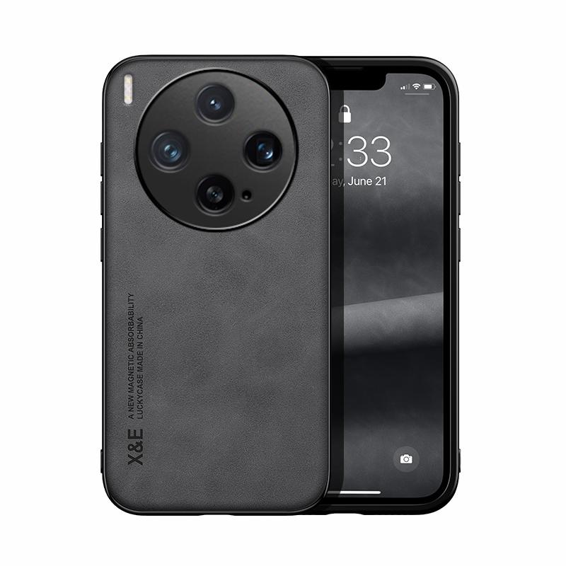 

For Vivo X300 and X300 Pro Case Built-in Magnet Thin Silky Hand Feeling Leather Anti-Fingerprint Lens Full Protection Cover vivo X300 Pro